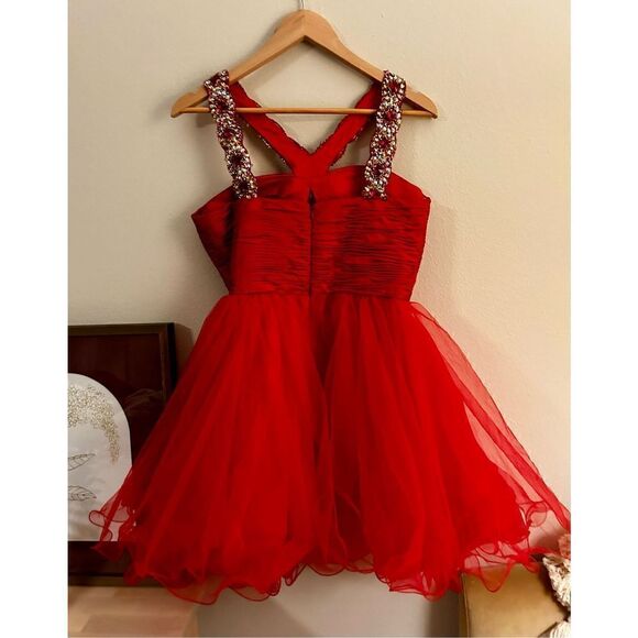 Sherri Hill Satin Tulle Embellished Party Dress Size 10 - Picture 8 of 11